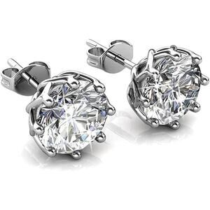Cate & Chloe Eden 18k White Gold-Plated Stud Earrings w/Swarovski Crystals